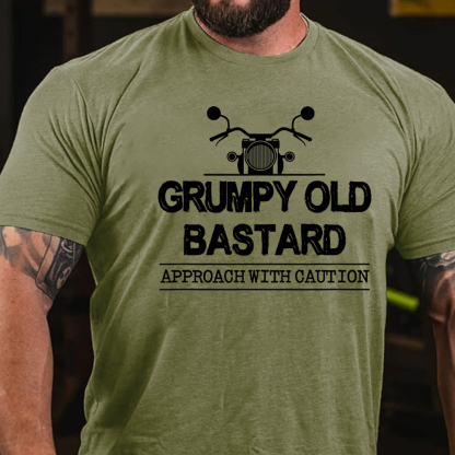 Grumpy Old Bastard Approach With Caution Men's Short Sleeve  Printed T-shirt-
