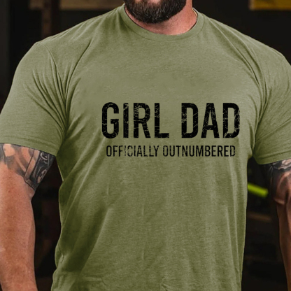 Girl Dad Officially Outnumbered Men's Short Sleeve  Printed T-shirt-