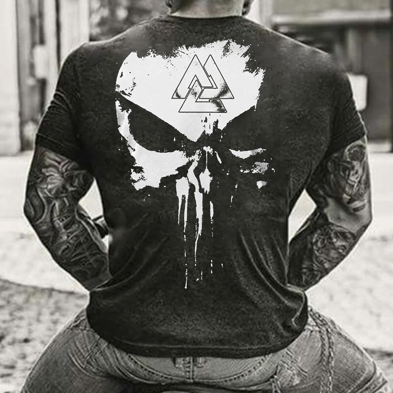 Skull Men's Short Sleeve  Printed T-shirt-