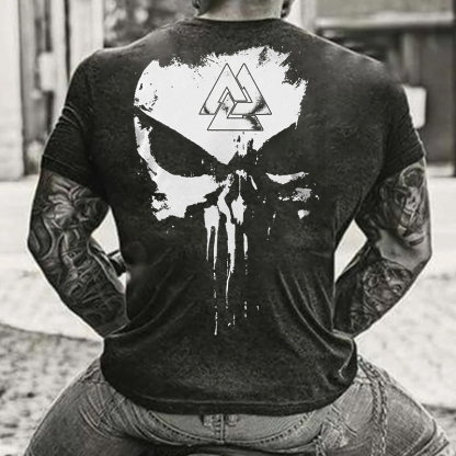 Skull Men's Short Sleeve  Printed T-shirt-