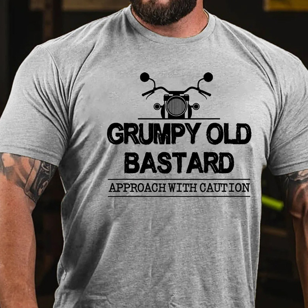 Grumpy Old Bastard Approach With Caution Men's Short Sleeve  Printed T-shirt-