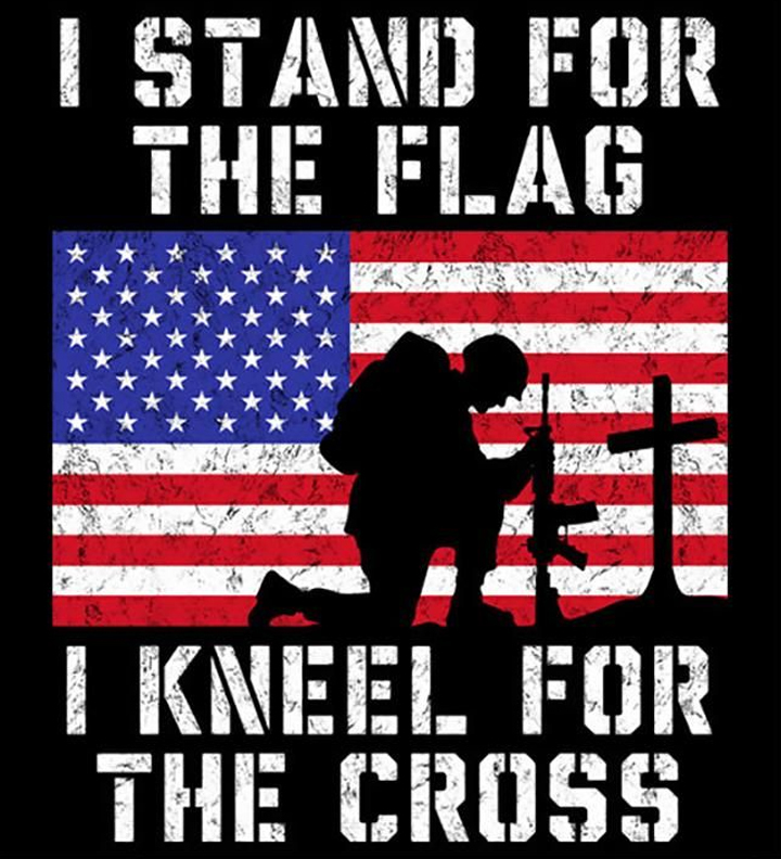 Stand For The Flag Kneel For The Cross Men's Short Sleeve  Printed T-shirt-
