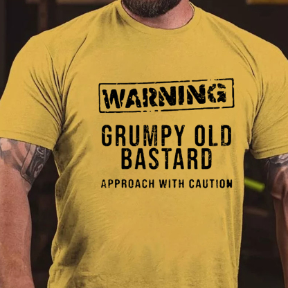 Warning Grumpy Old Bastard Approach With Caution  Men's Short Sleeve  Printed T-shirt-