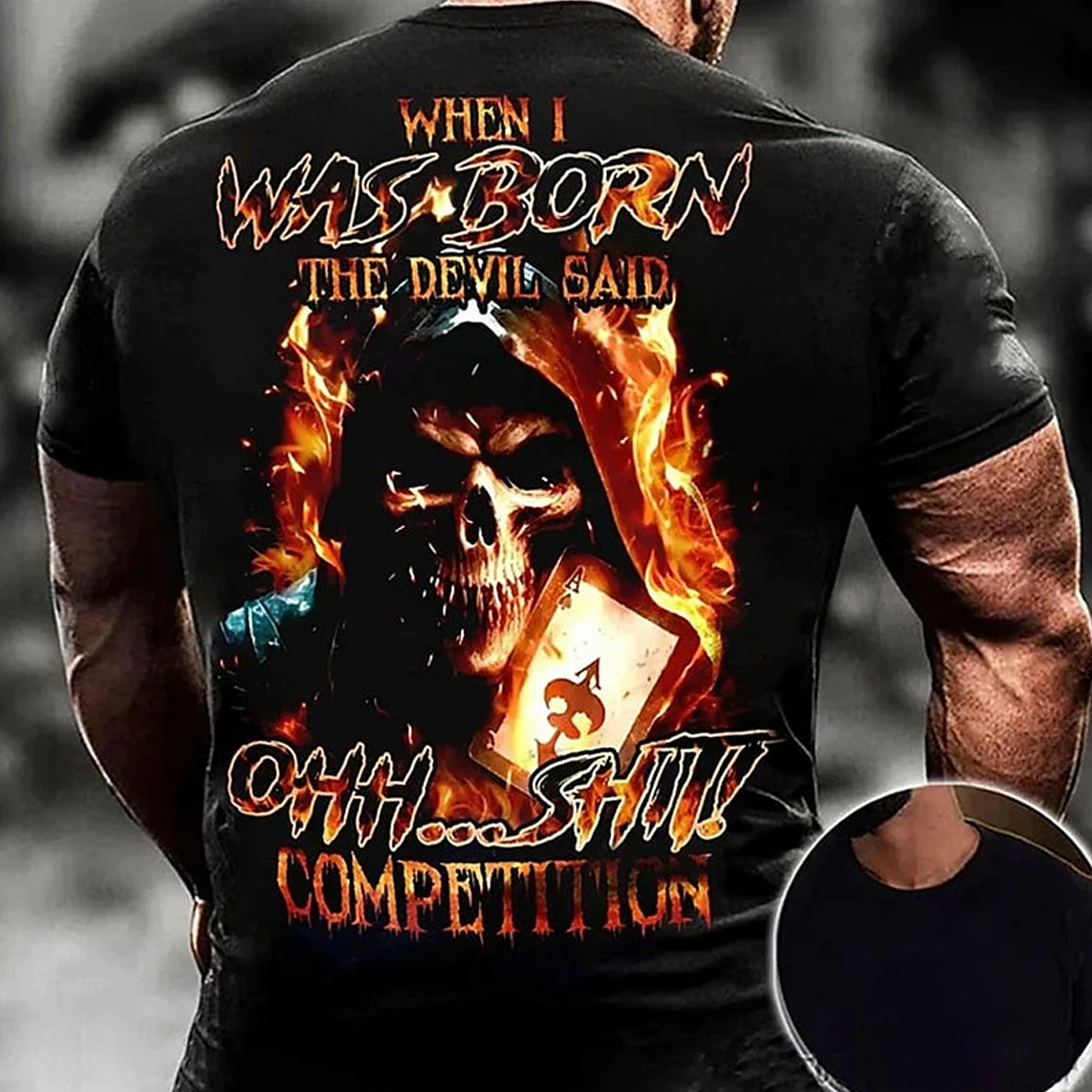 When I Was Born The Devil Said Men's Short Sleeve  Printed T-shirt-