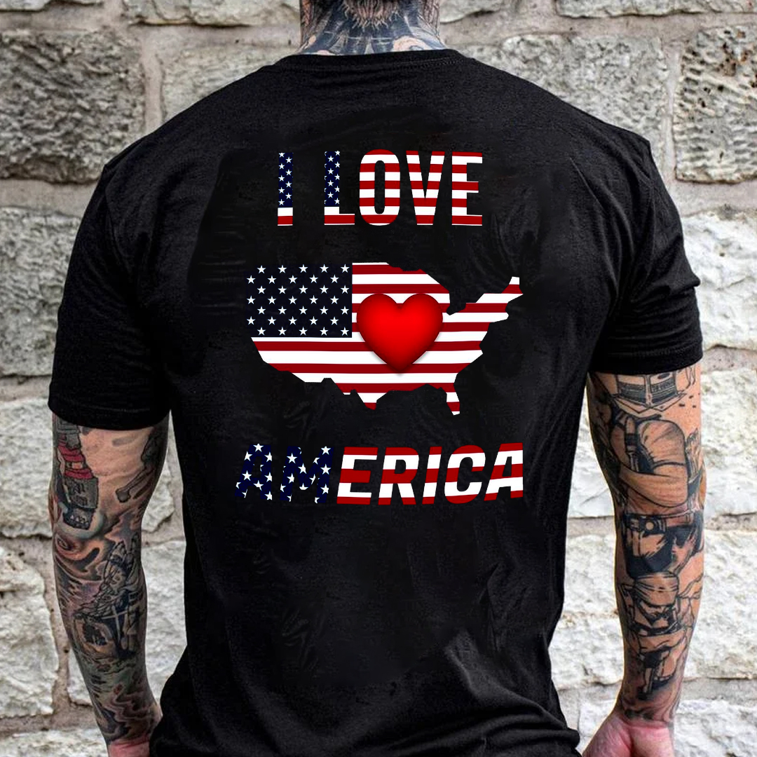 I Love America Men's Short Sleeve  Printed T-shirt-