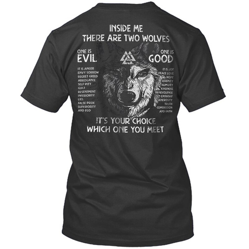 Viking Inside Me There Are Two Wolves, One Is Evil, One Is Good Men's Short Sleeve  Printed T-shirt-