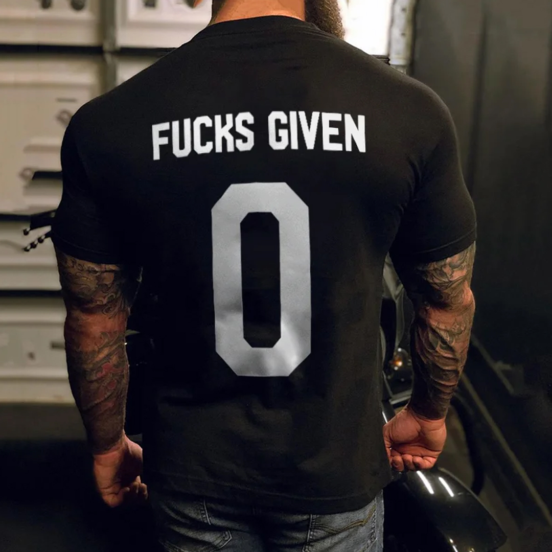 Fucks Given 0  Men's Short Sleeve  Printed T-shirt-