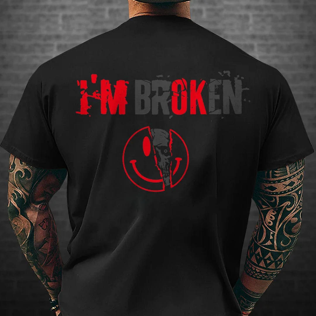 [Clearance Sale]I'm Broken Men's Short Sleeve Cotton Printed T-shirt