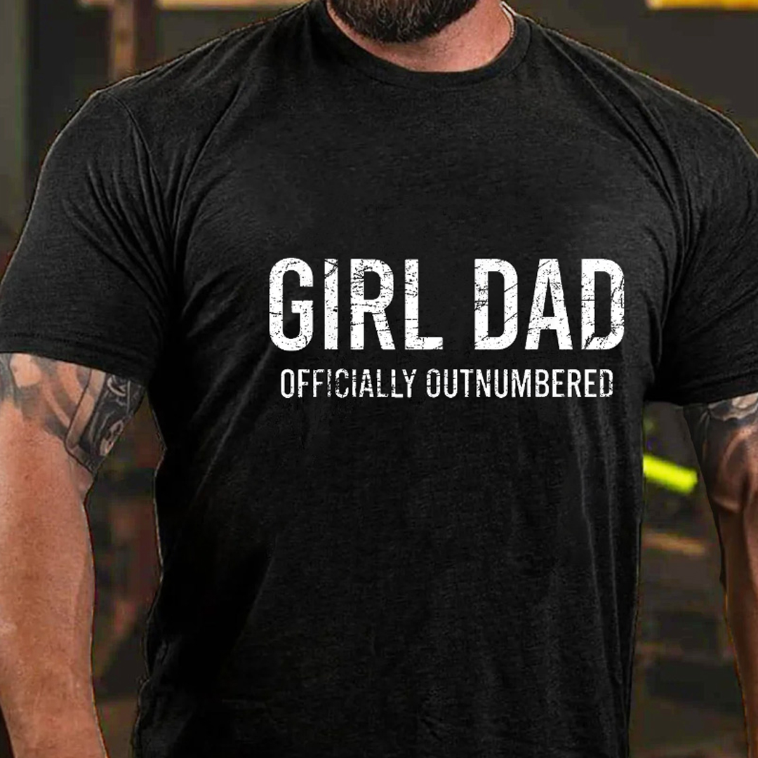 Girl Dad Officially Outnumbered Men's Short Sleeve  Printed T-shirt-