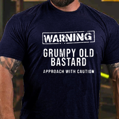 Warning Grumpy Old Bastard Approach With Caution  Men's Short Sleeve  Printed T-shirt-