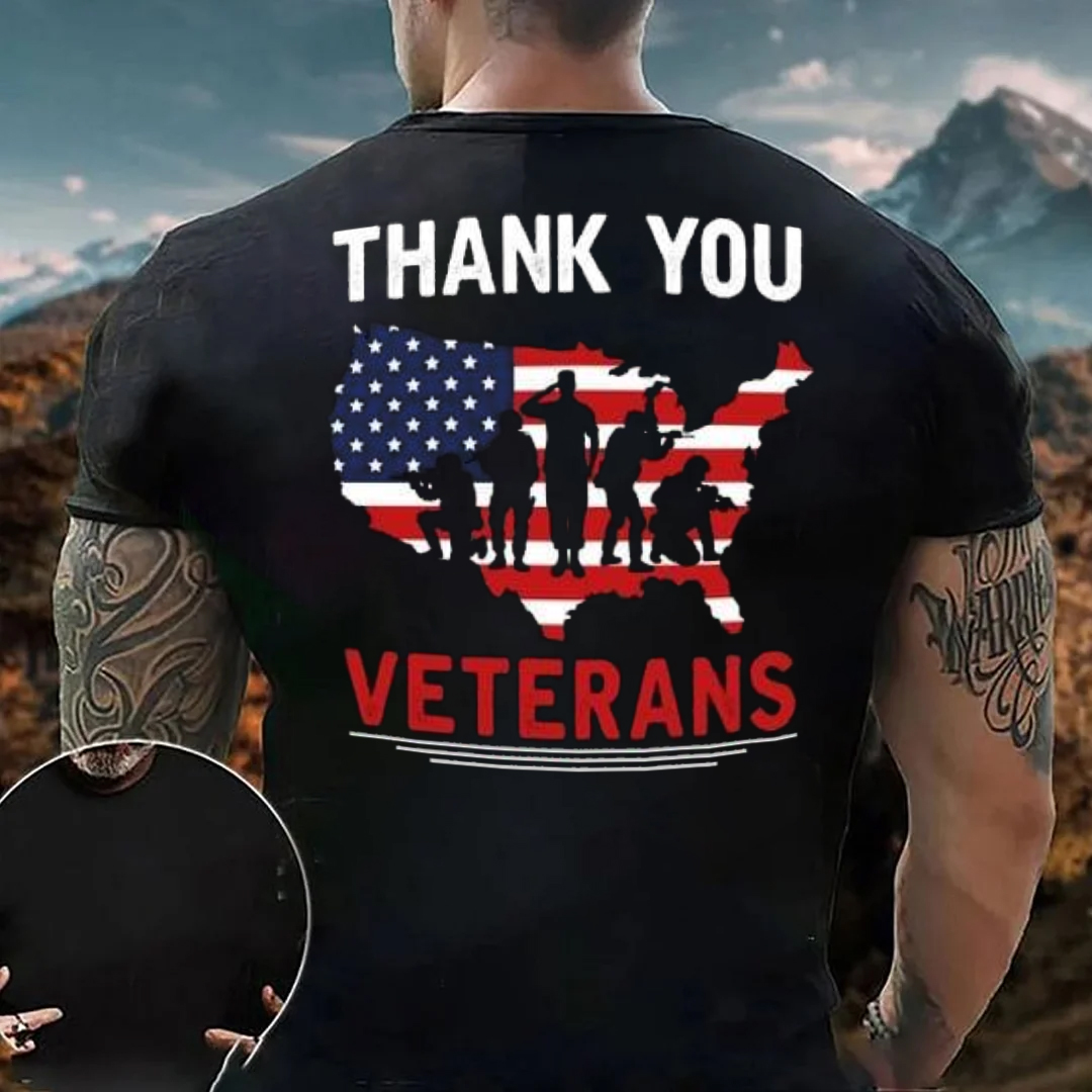Thank You Veterans Men's Short Sleeve  Printed T-shirt-