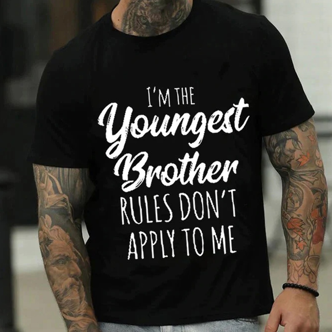 I'm The Youngest Brother Men's Short Sleeve  Printed T-shirt-