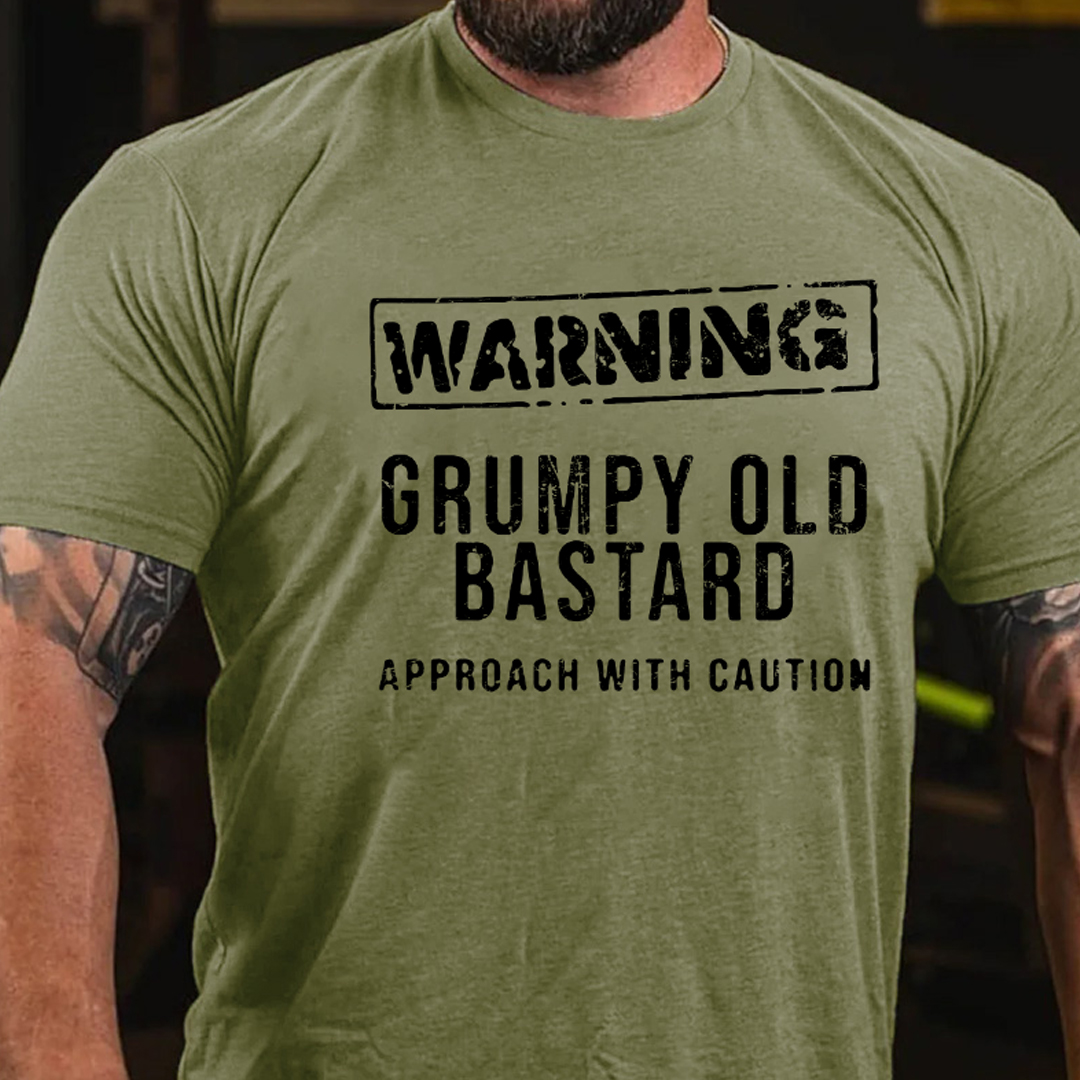 Warning Grumpy Old Bastard Approach With Caution  Men's Short Sleeve  Printed T-shirt-