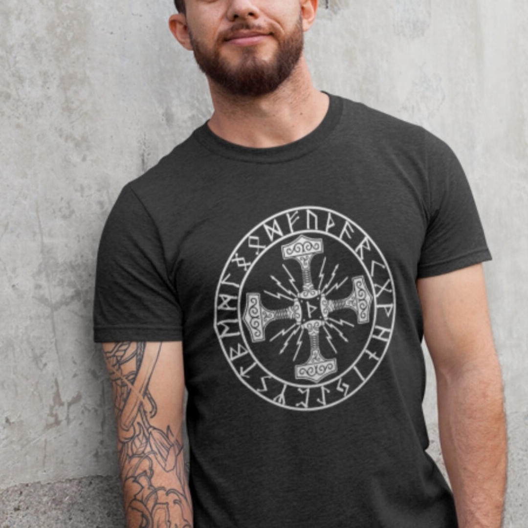 Viking Thor's Hammer Berserker Men's Short Sleeve  Printed T-shirt-