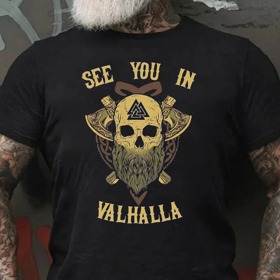 See You In Valhalla Men's Short Sleeve  Printed T-shirt-