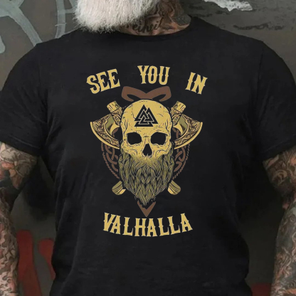 See You In Valhalla Men's Short Sleeve  Printed T-shirt-