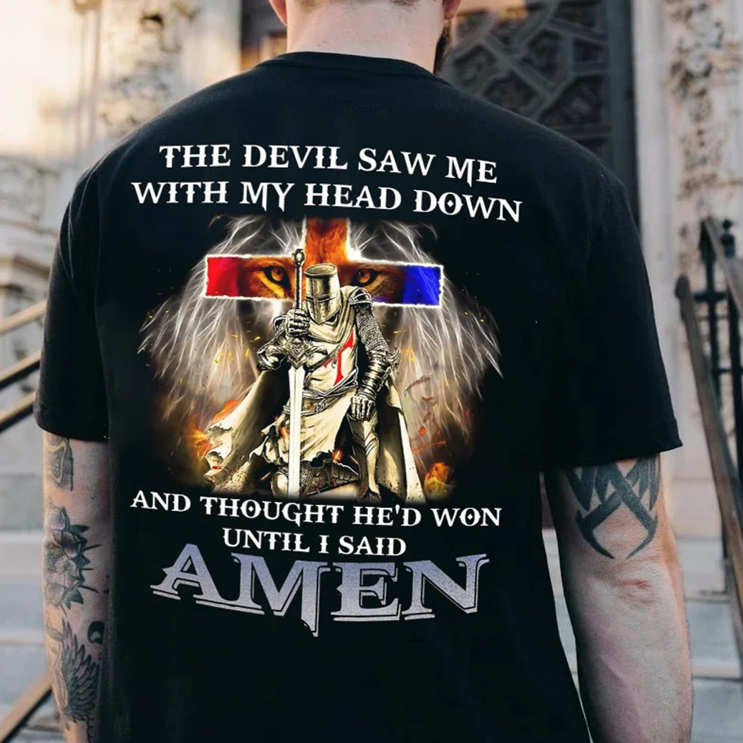 The devil saw me with my head down Men's Short Sleeve  Printed T-shirt-