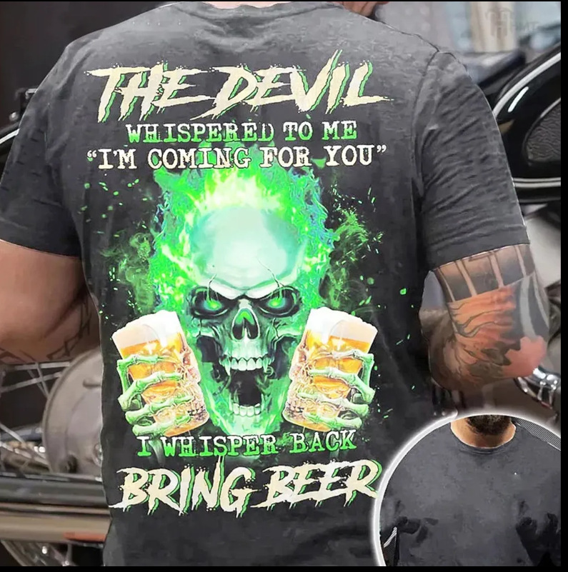 The Devil Men's Short Sleeve Antibacterial  Cotton Printed T-shirt