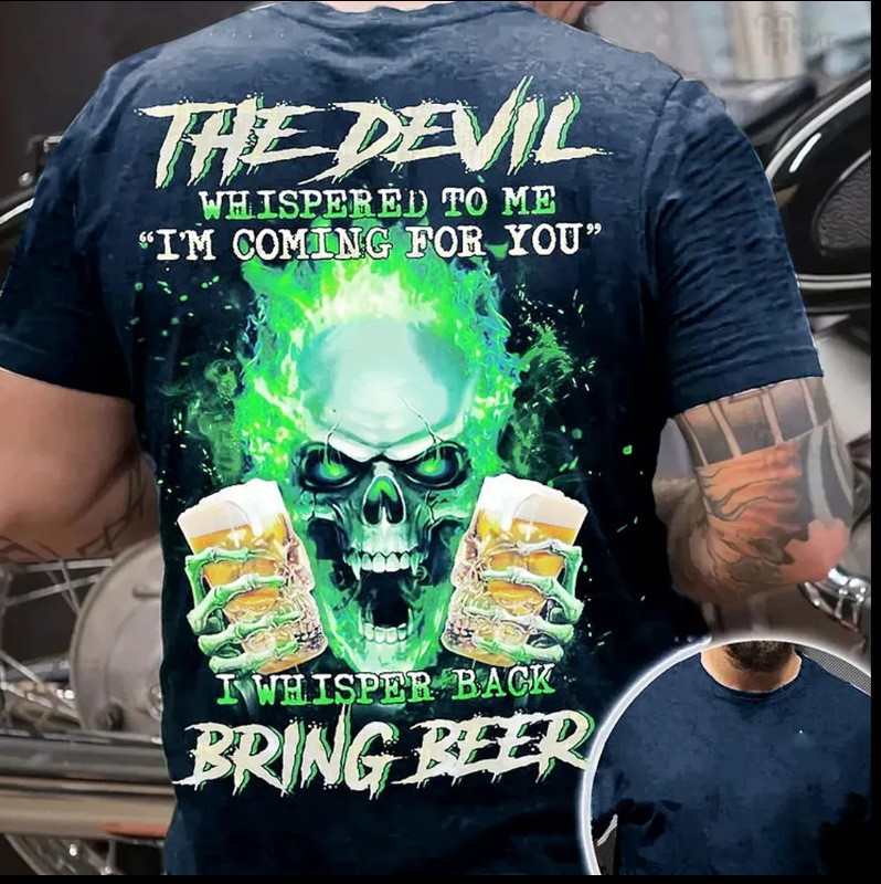 The Devil Men's Short Sleeve Antibacterial  Cotton Printed T-shirt