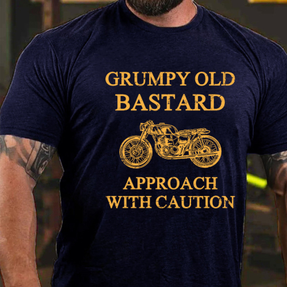 Grumpy Old Bastard Approach With Caution Men's Short Sleeve  Printed T-shirt-