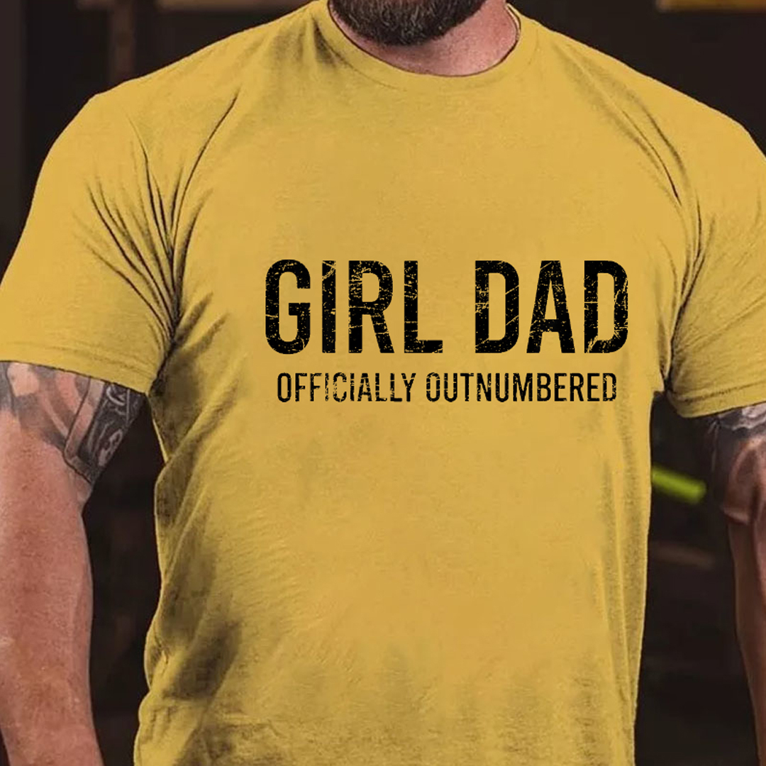 Girl Dad Officially Outnumbered Men's Short Sleeve  Printed T-shirt-