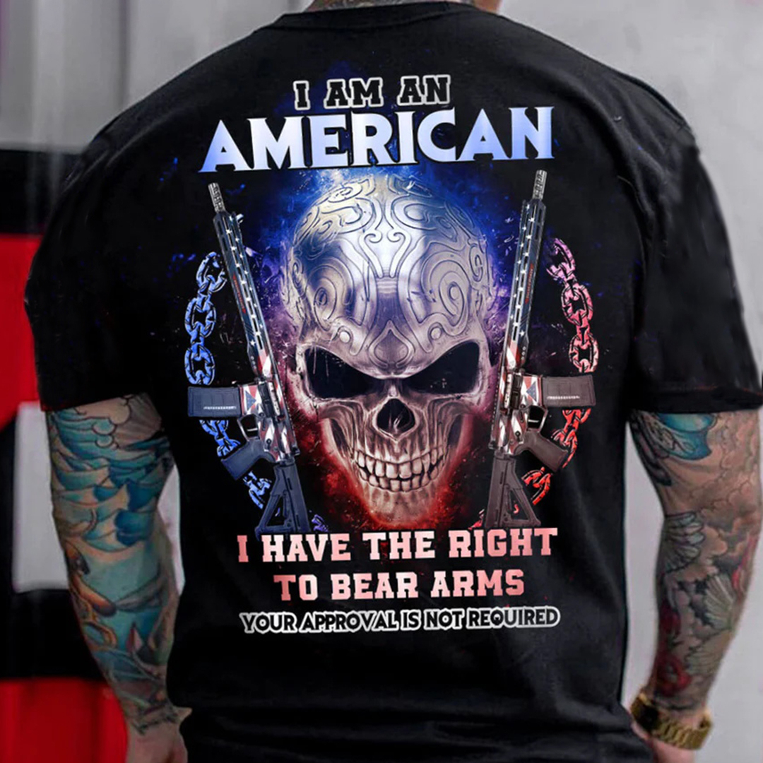 I'm An American Patriotic Skull All Over Print Men's Short Sleeve T-Sh