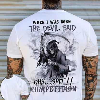 When i was born the devil said Men's Short Sleeve  Printed T-shirt-