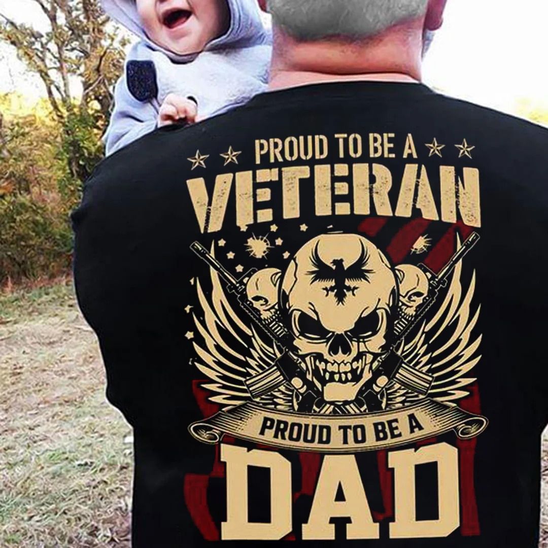 Proud To Be A Veteran Dad Men's Short Sleeve  Printed T-shirt-