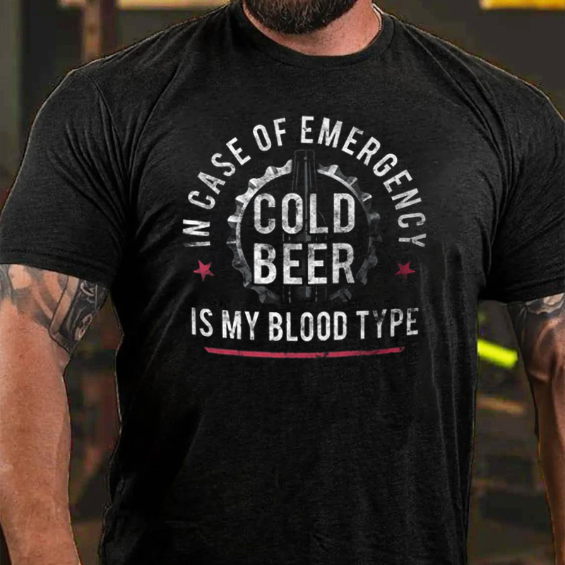 In Case of Emergency My Blood Type is Beer Men's Short Sleeve  Printed T-shirt-