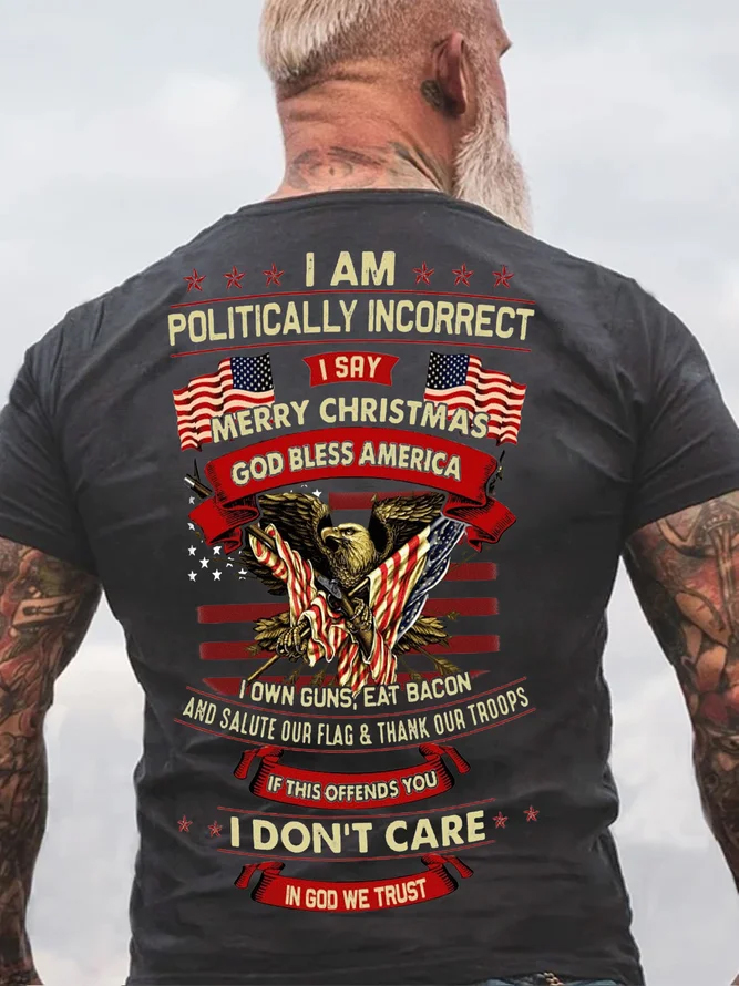 God Bless America Men's Short Sleeve  Printed T-shirt-