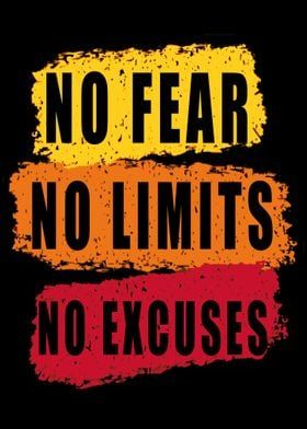 No Fear No Limits No Excuses Men's Short Sleeve  Printed T-shirt-