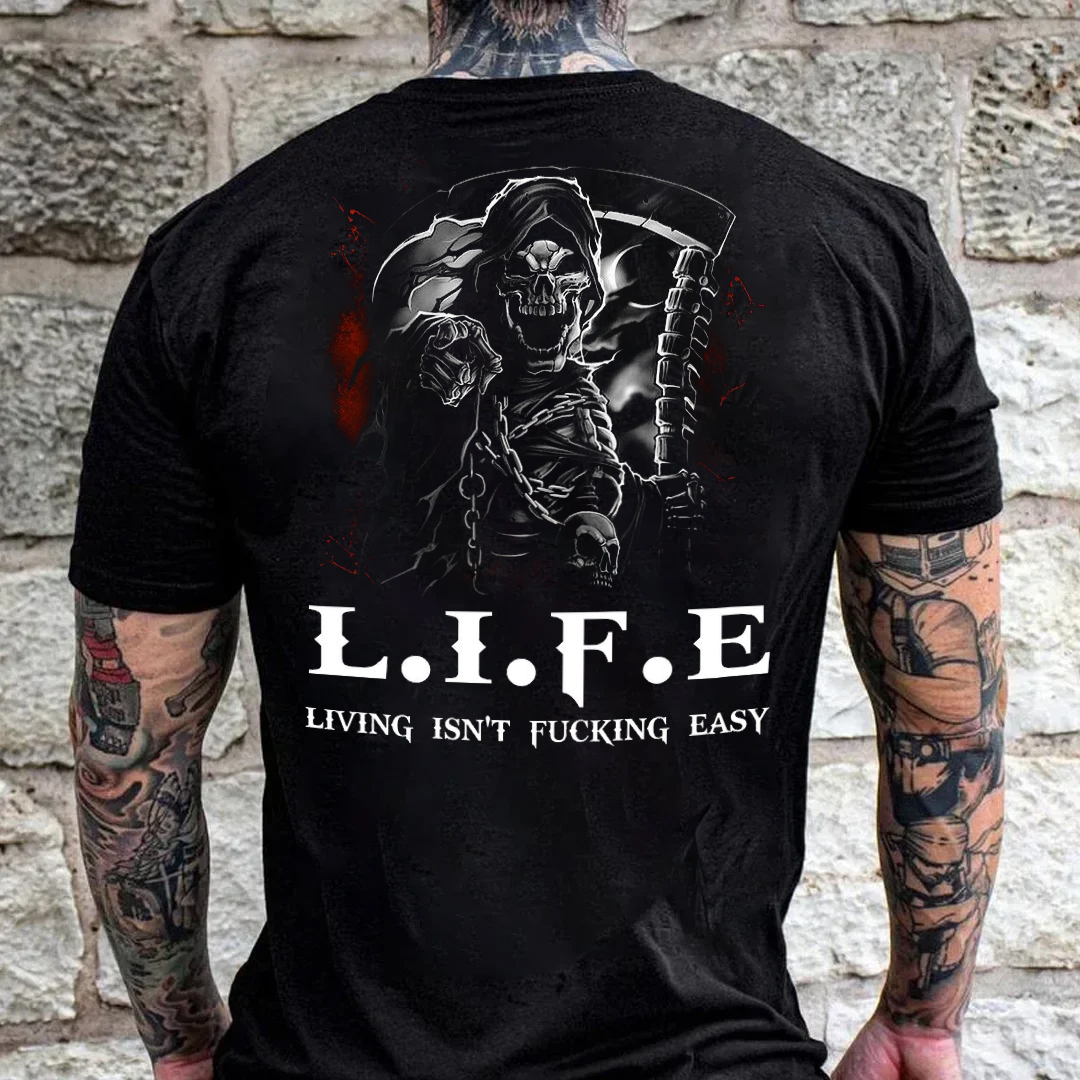 Living Isn't Fucking Easy Men's Short Sleeve  Printed T-shirt-