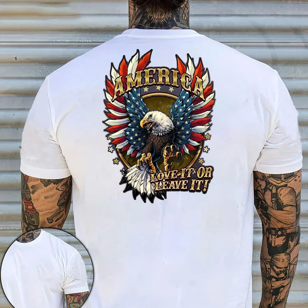 America Love It Or Leave It Men's Short Sleeve  Printed T-shirt-