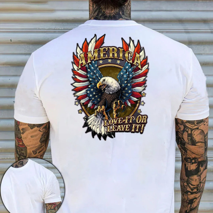 America Love It Or Leave It Men's Short Sleeve  Printed T-shirt-