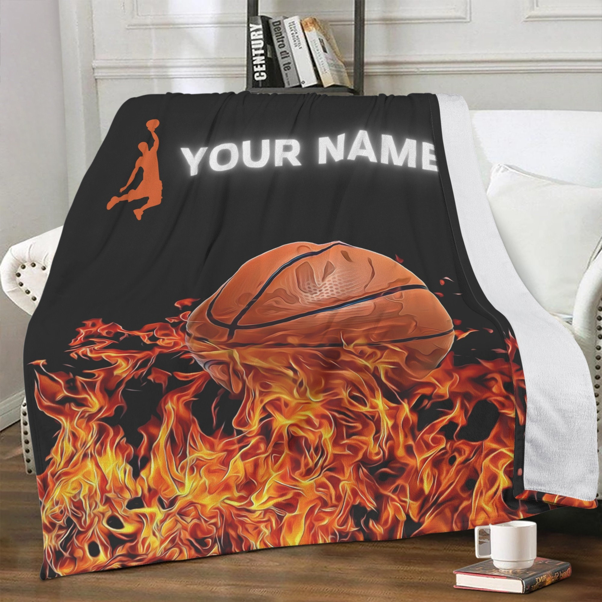 Personalized Lovely Kid Fire Basketball Blanket For Comfort & Unique|DY12