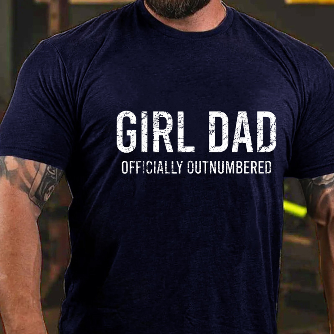 Girl Dad Officially Outnumbered Men's Short Sleeve  Printed T-shirt-