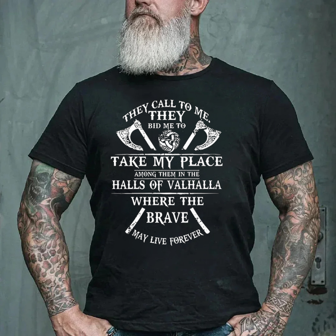 Viking Men's Short Sleeve  Printed T-shirt-