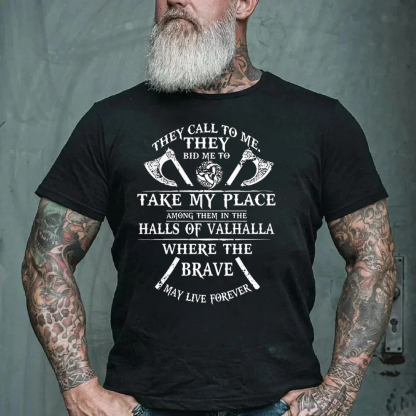 Viking Men's Short Sleeve  Printed T-shirt-