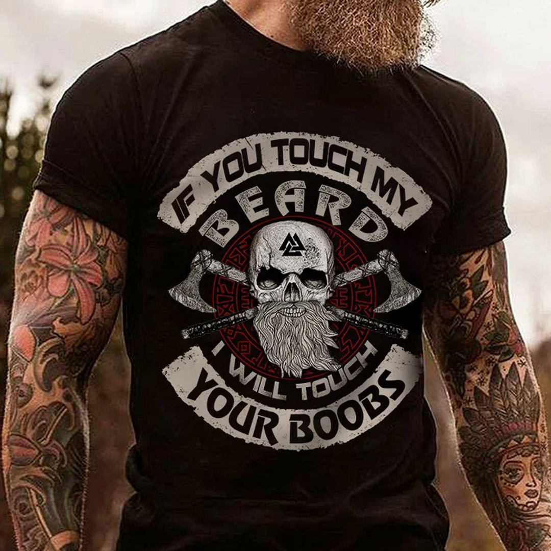 Don't Touch My Beard Men's Short Sleeve  Printed T-shirt-