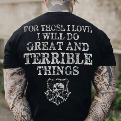 For Others I Love, I Will Do Great And Terrible Things, Vikings, Nordic, Gym Printed Short Sleeve Men's T-shirt-