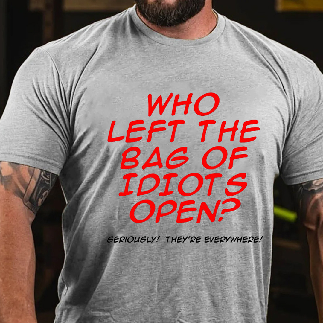 Who Left The Bag of Idiots Open Men's Short Sleeve  Printed T-shirt-