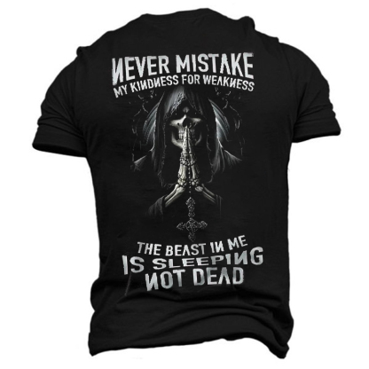 The Beast In Me Is Sleeping Not Dead Skull Men's Short Sleeve  Printed T-shirt-