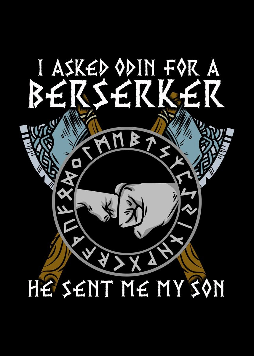I asked Odin for Berserker Viking Men's Short Sleeve  Printed T-shirt-