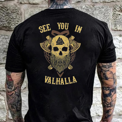 See You In Valhalla Men's Short Sleeve  Printed T-shirt-