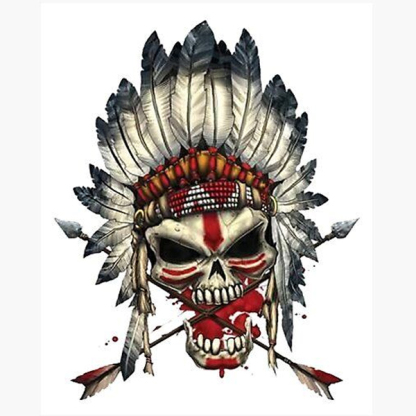 Native American Indian Tribal Gothic Skull Men's Short Sleeve  Printed T-shirt-