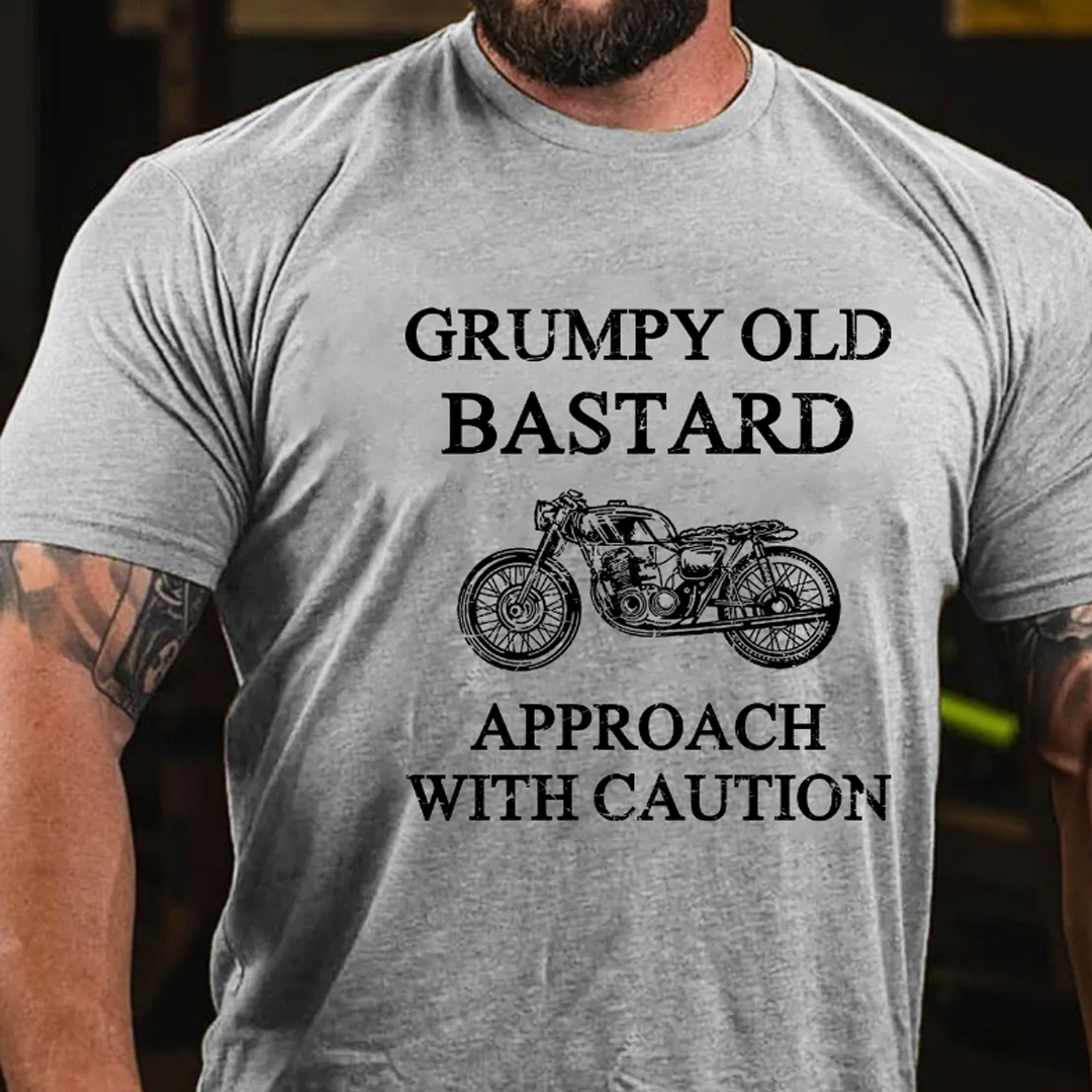 Grumpy Old Bastard Approach With Caution Men's Short Sleeve  Printed T-shirt-