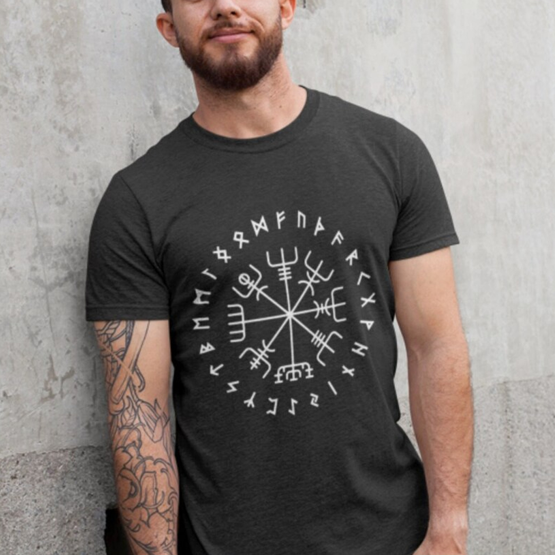 Viking Vegvisir Compass Men's Short Sleeve  Printed T-shirt-