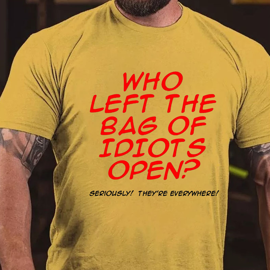 Who Left The Bag of Idiots Open Men's Short Sleeve  Printed T-shirt-