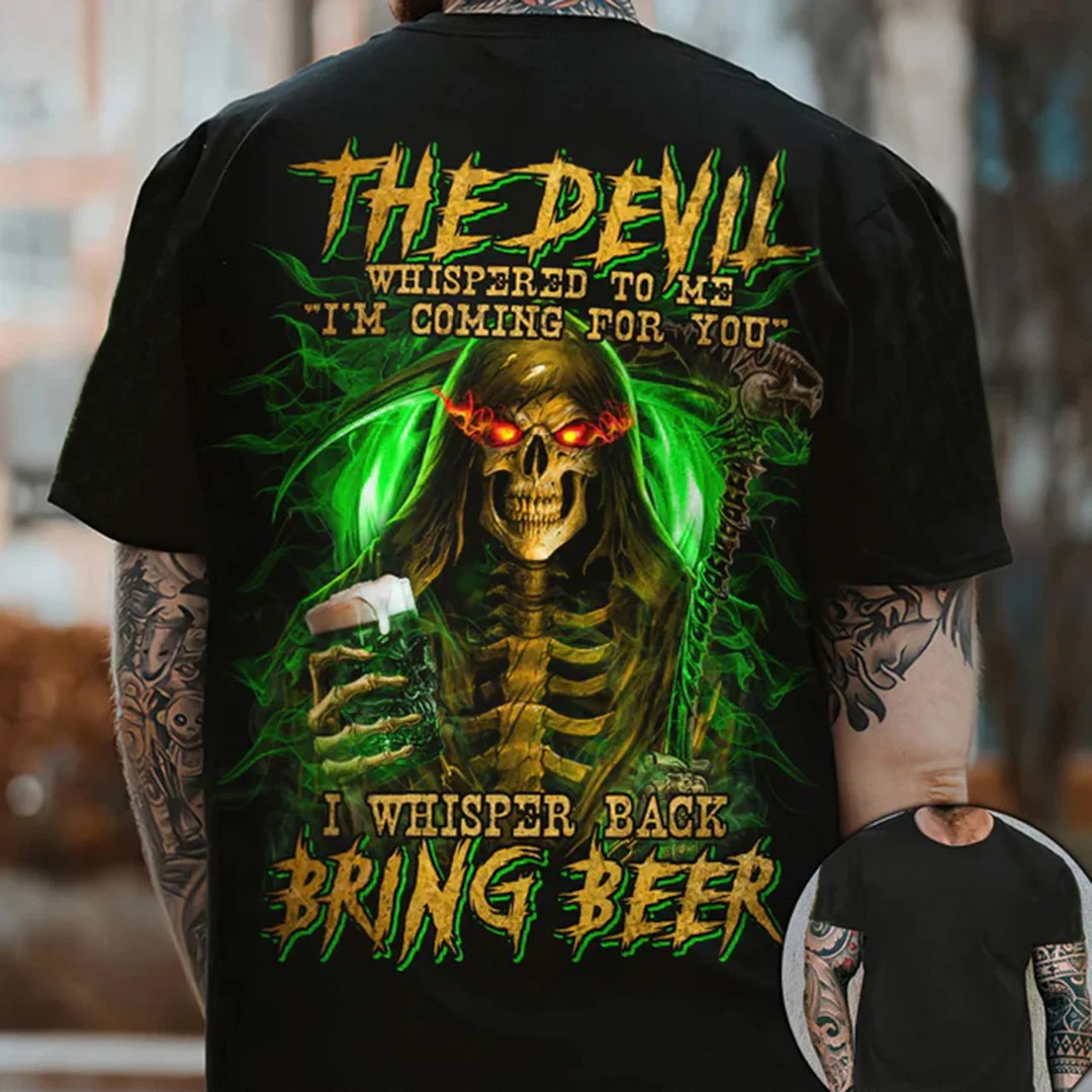Bring Beer Grim Reaper Green All Over Men's Short Sleeve Printed T-shi