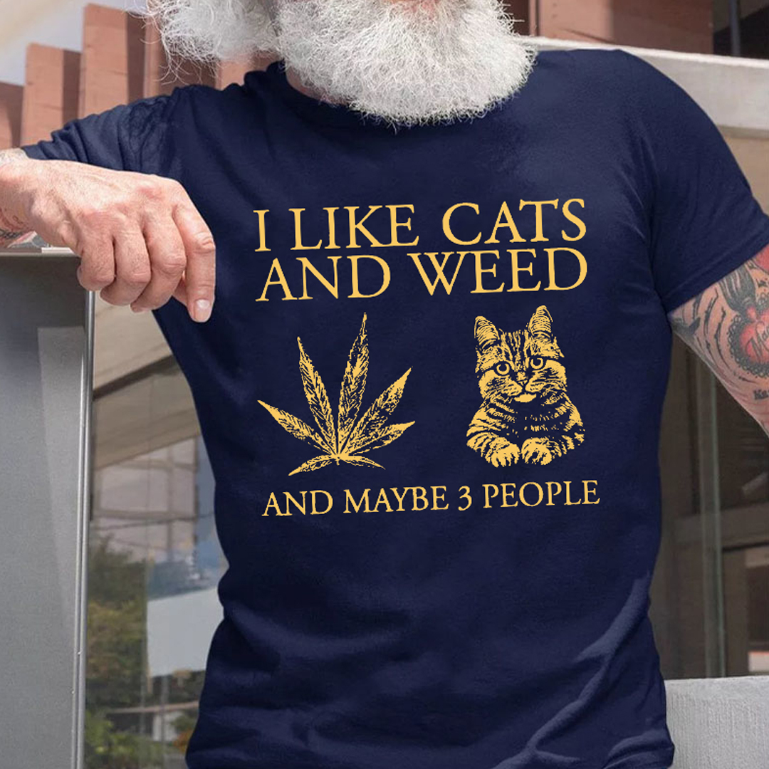 I Like Cats And Maybe 3 People Men's Short Sleeve  Printed T-shirt-